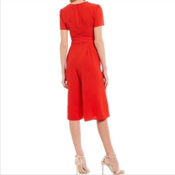 Gianni Bini red tie front wide leg romper jumpsuit culottes XS - Picture 8 of 8